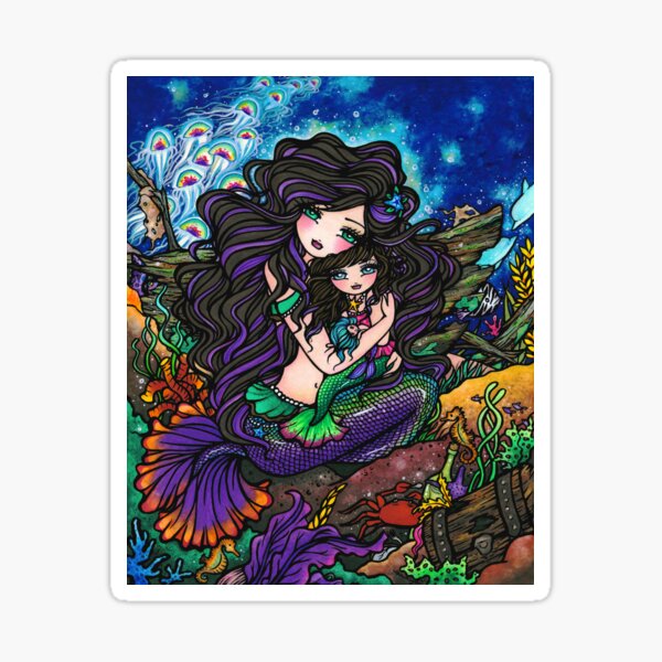 Artikel-Vorschau von Meerjungfrau Mutter und Tochter Unterwasser Fantasy Art, designt und verkauft von hannahlynnart.