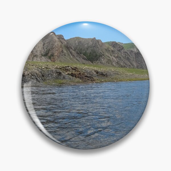 Item preview, A fast river in Mongolia, with mountains and blue sky designed and sold by SnapTPhotograph.