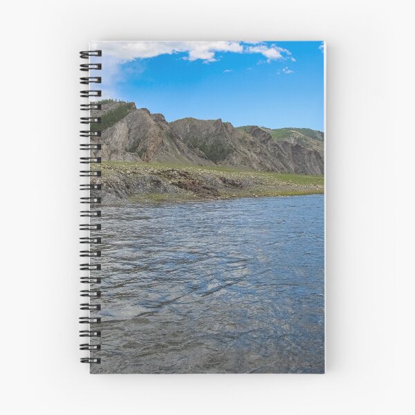 Item preview, A fast river in Mongolia, with mountains and blue sky designed and sold by SnapTPhotograph.