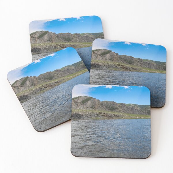 Item preview, A fast river in Mongolia, with mountains and blue sky designed and sold by SnapTPhotograph.