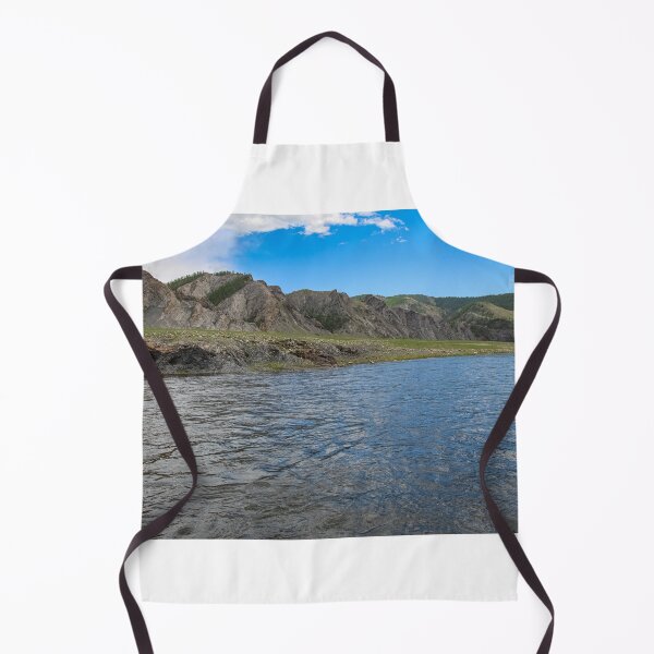 Item preview, A fast river in Mongolia, with mountains and blue sky designed and sold by SnapTPhotograph.