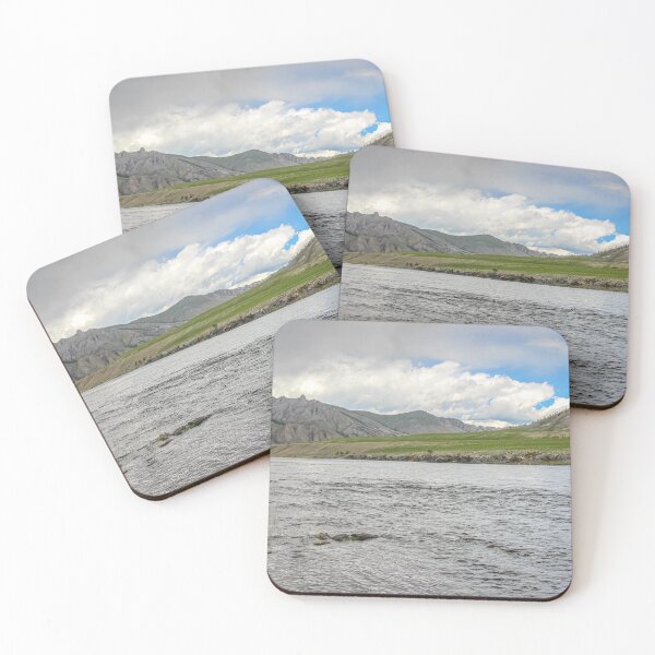 Item preview, A fast river in Mongolia, with mountains and blue sky designed and sold by SnapTPhotograph.
