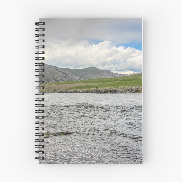 Item preview, A fast river in Mongolia, with mountains and blue sky designed and sold by SnapTPhotograph.
