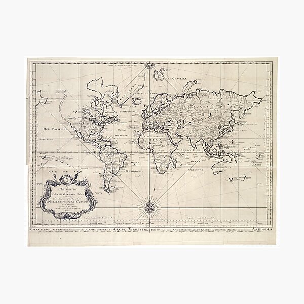 Item preview, Vintage Map of The World (1750) designed and sold by BravuraMedia.
