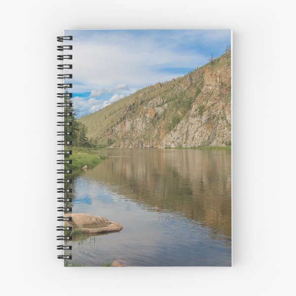 Item preview, A stunning mountain reflection on a river in Mongolian on a sunny day designed and sold by SnapTPhotograph.