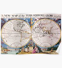 Vintage Map of The World (1700) Poster