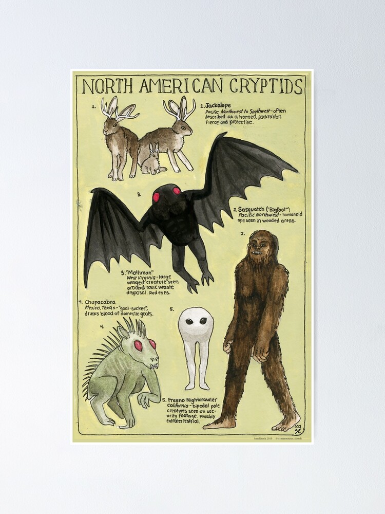 "North American Cryptids" Poster For Sale By SamRauch | Redbubble