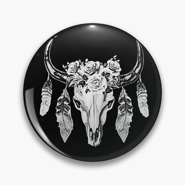 Item preview, Cow Skull and Crown leaves and butterflies designed and sold by Collagedream.