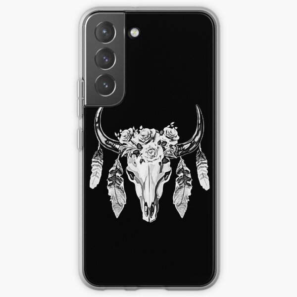 Cow Skull and Crown leaves and butterflies Samsung Galaxy Soft Case
