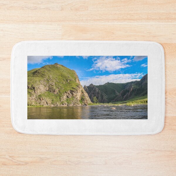 Item preview, Evening sun and mountain reflection on a Mongolian River, above a set of rapids designed and sold by SnapTPhotograph.