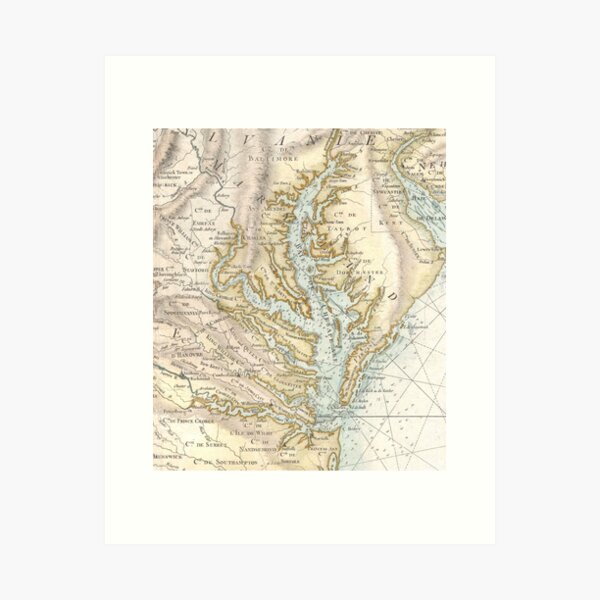 Item preview, Vintage Map of The Chesapeake Bay (1778) 2 designed and sold by BravuraMedia.