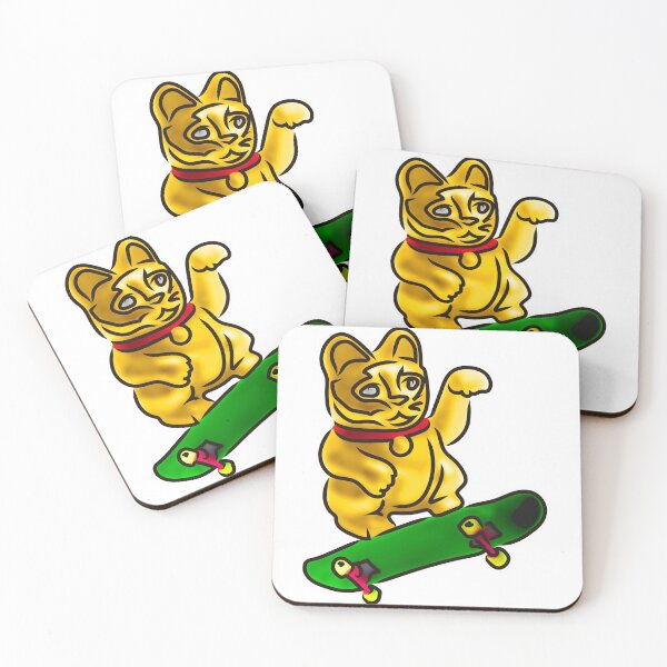 Item preview, Skateboarding lucky cat designed and sold by Xdelacra.