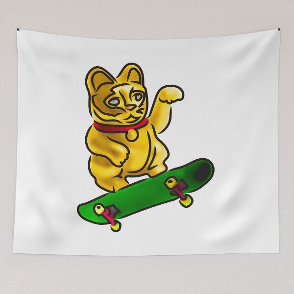 Item preview, Skateboarding lucky cat designed and sold by Xdelacra.