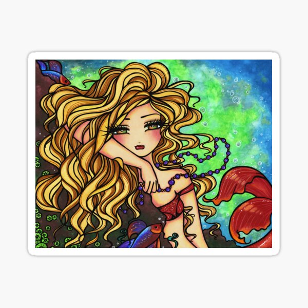 Blonde Mermaid Underwater Fantasy Art by Hannah Lynn Sticker