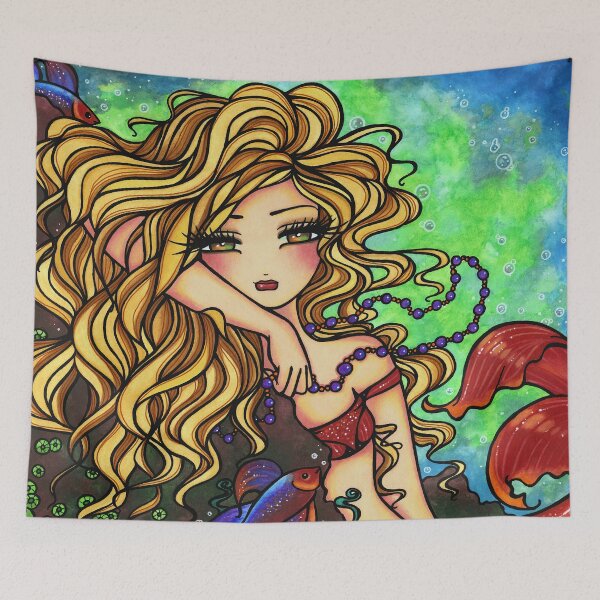 Item preview, Blonde Mermaid Underwater Fantasy Art by Hannah Lynn designed and sold by hannahlynnart.