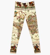 Vintage Map of The World (1652) Leggings