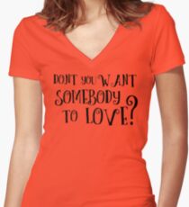 Love Rock Music Lyrics Women's Fitted V-Neck T-Shirt