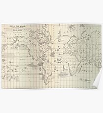 Vintage Map of The World Whaling Grounds (1880) Poster