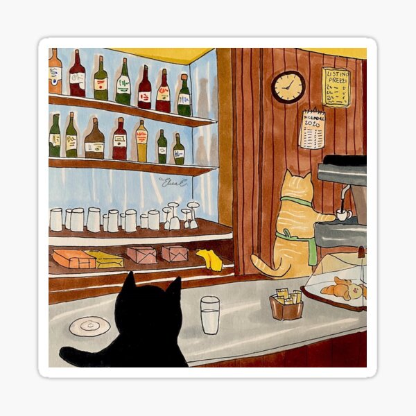 Journal of a Cat in Rome - Coffee al Banco Sticker