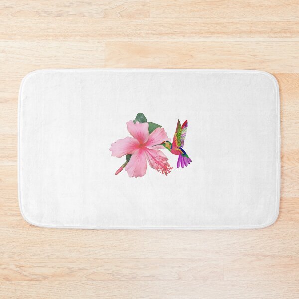 Item preview, Bird Colibri - Peach colored tropical hibiscus pink black designed and sold by StudioViArt.