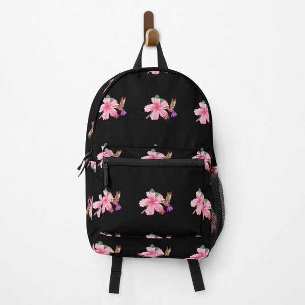 Item preview, Bird Colibri - Peach colored tropical hibiscus pink black designed and sold by StudioViArt.