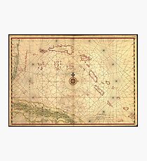 Vintage Map of The Bahamas (1650) Photographic Print