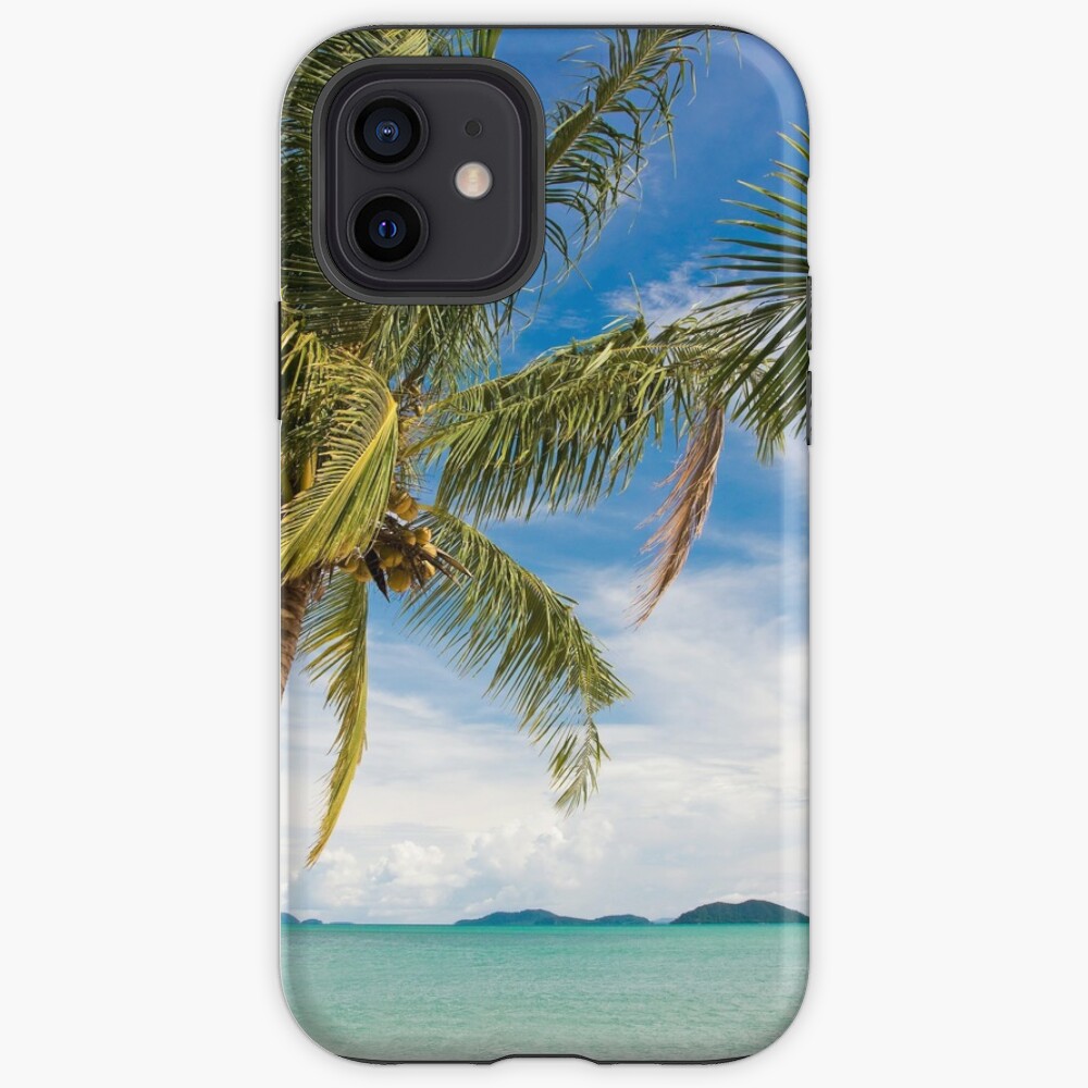 Waving palm trees, tropical destination iPhone Case