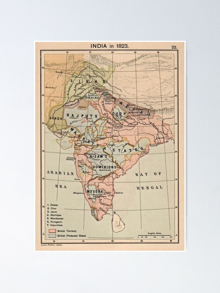 "Vintage Map Of India (1823)" Poster For Sale By BravuraMedia | Redbubble