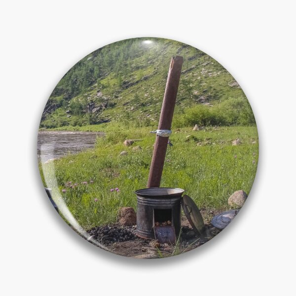 Item preview, A traditional Mongolian camp cooker and chimney, beside a river designed and sold by SnapTPhotograph.