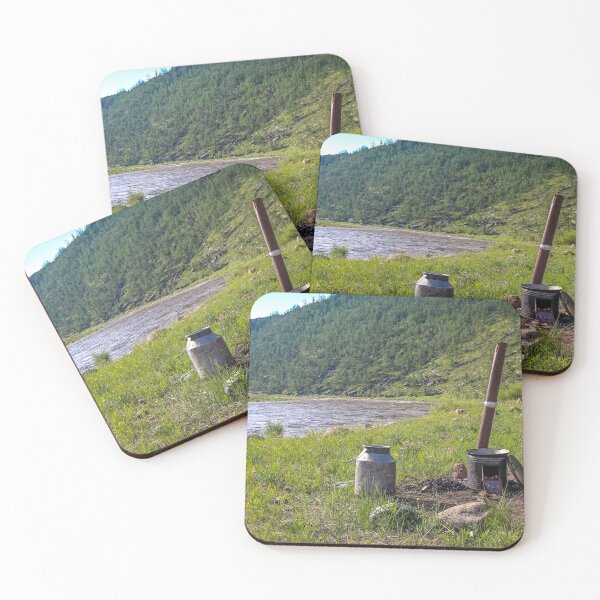 Item preview, A traditional Mongolian camp cooker and chimney, beside a river designed and sold by SnapTPhotograph.