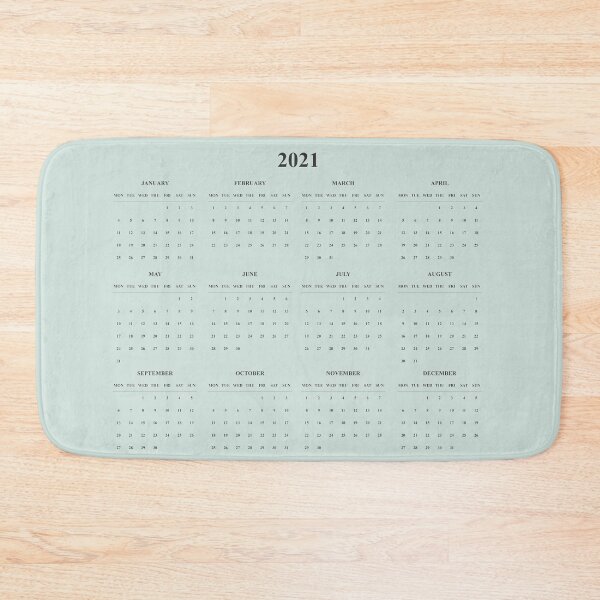 Item preview, Simple Calendar-2021-light blue background-Starting Monday designed and sold by CSouissi.