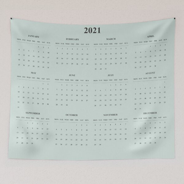 Item preview, Simple Calendar-2021-light blue background-Starting Monday designed and sold by CSouissi.