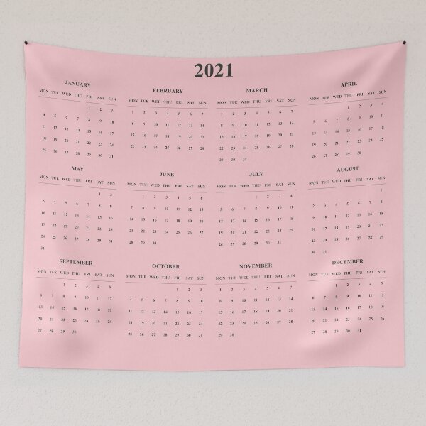 Item preview, Simple Calendar-2021-light pink background-Starting Monday designed and sold by CSouissi.