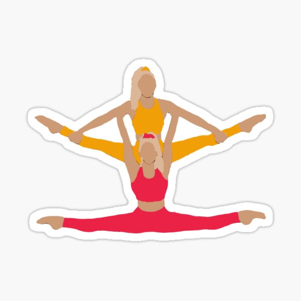 The theme of Acroyoga and Yoga Poses. A pair of two men and a woman stand