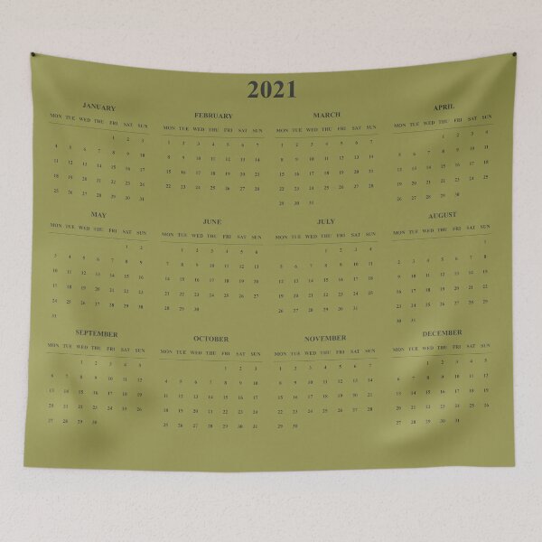 Item preview, Simple Calendar-2021- green background-Starting Monday designed and sold by CSouissi.