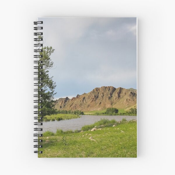 Item preview, Late summer evening in Mongolia, with river, grassland and mountains designed and sold by SnapTPhotograph.