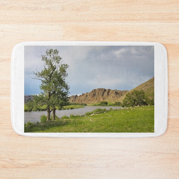 Item preview, Late summer evening in Mongolia, with river, grassland and mountains designed and sold by SnapTPhotograph.