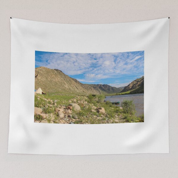Item preview, Evening on a river bank beside a camp in western Mongolia designed and sold by SnapTPhotograph.