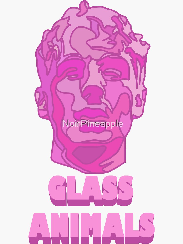 "Glass Animals Raspberry Soda (Head and Logo)" Sticker by NoirPineapple