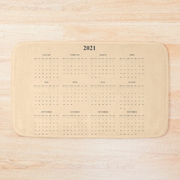 Item preview, Simple Calendar-2021- light yellow background-Starting Monday designed and sold by CSouissi.