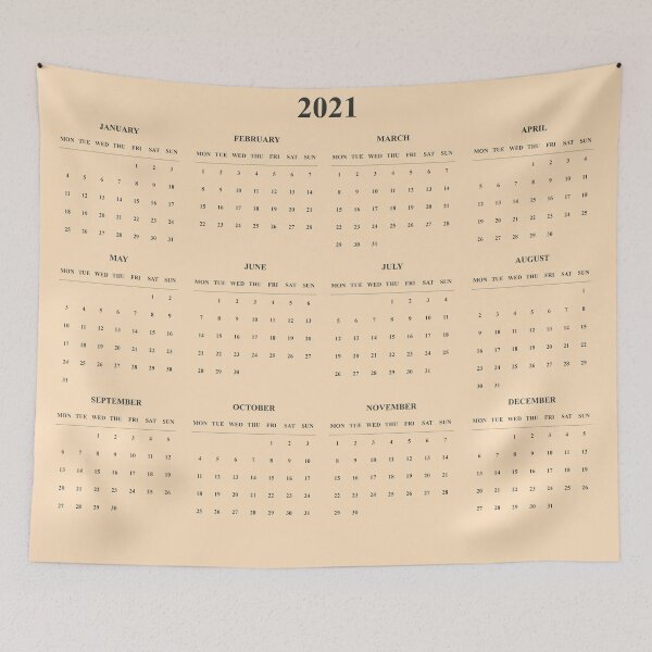 Item preview, Simple Calendar-2021- light yellow background-Starting Monday designed and sold by CSouissi.