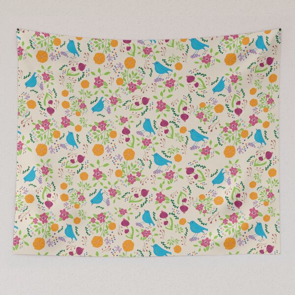 Item preview, Blue Birds, Orange Flowers and Purple Tulips designed and sold by tulipdesign.