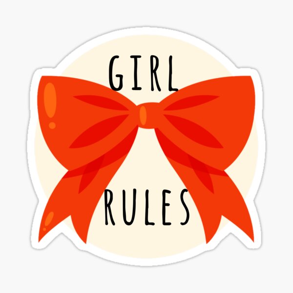 Girl Rules - Bow Feminine Empowering Vintage Style Black Sticker