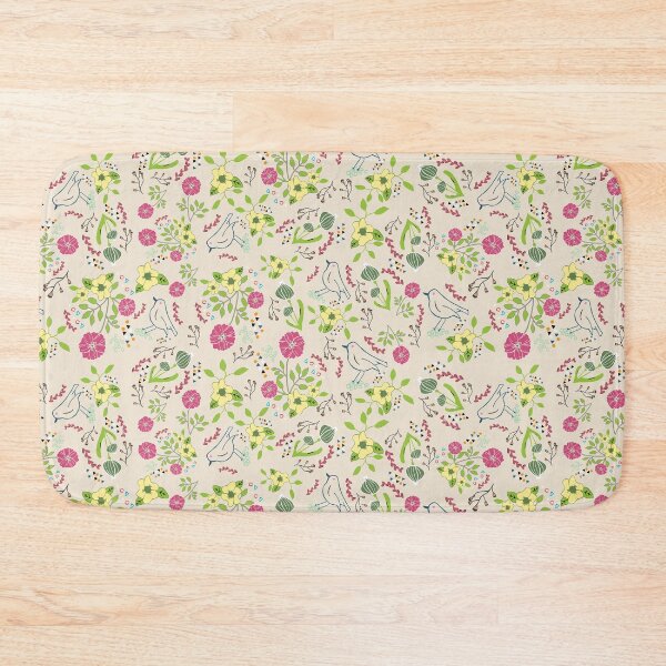Item preview, Pink Flowers Birds Pattern Design designed and sold by tulipdesign.