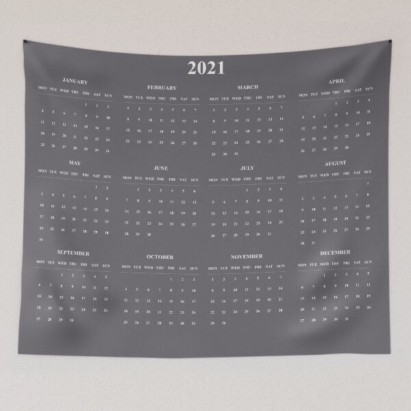 Item preview, Simple Calendar-2021-white text- dark grey background-Starting Monday designed and sold by CSouissi.
