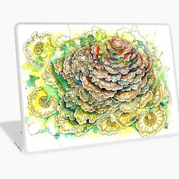 Mushroom cabbage watercolor painting Laptop Skin