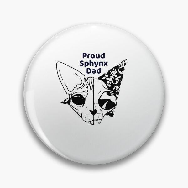 Item preview, Proud Sphynx Dad - Hairless Sphynx Cat Skull Drawing - Funny Animal Quote - Line Drawing Wrinkly Kitty - designed and sold by AnanasArt.