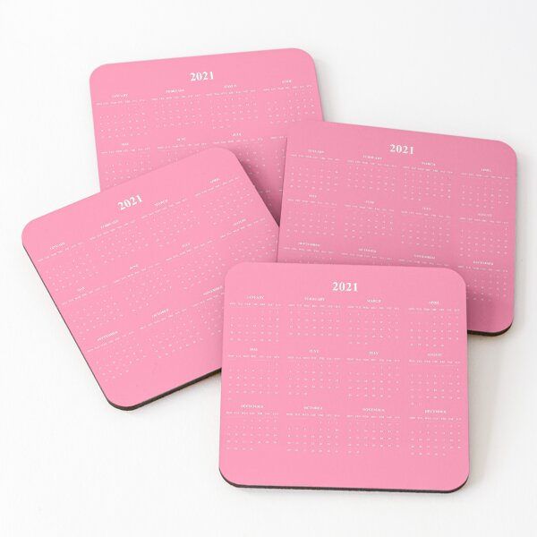 Item preview, Simple Calendar-2021-white text- pink background-Starting Monday designed and sold by CSouissi.