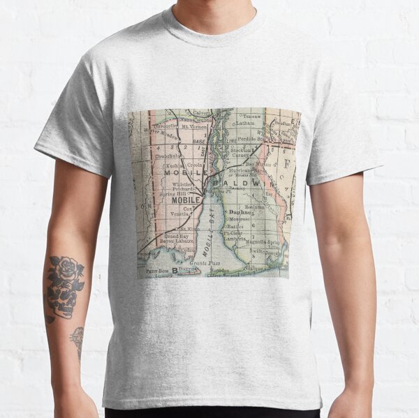 Vintage Map of Mobile Alabama (1891) Classic T-Shirt