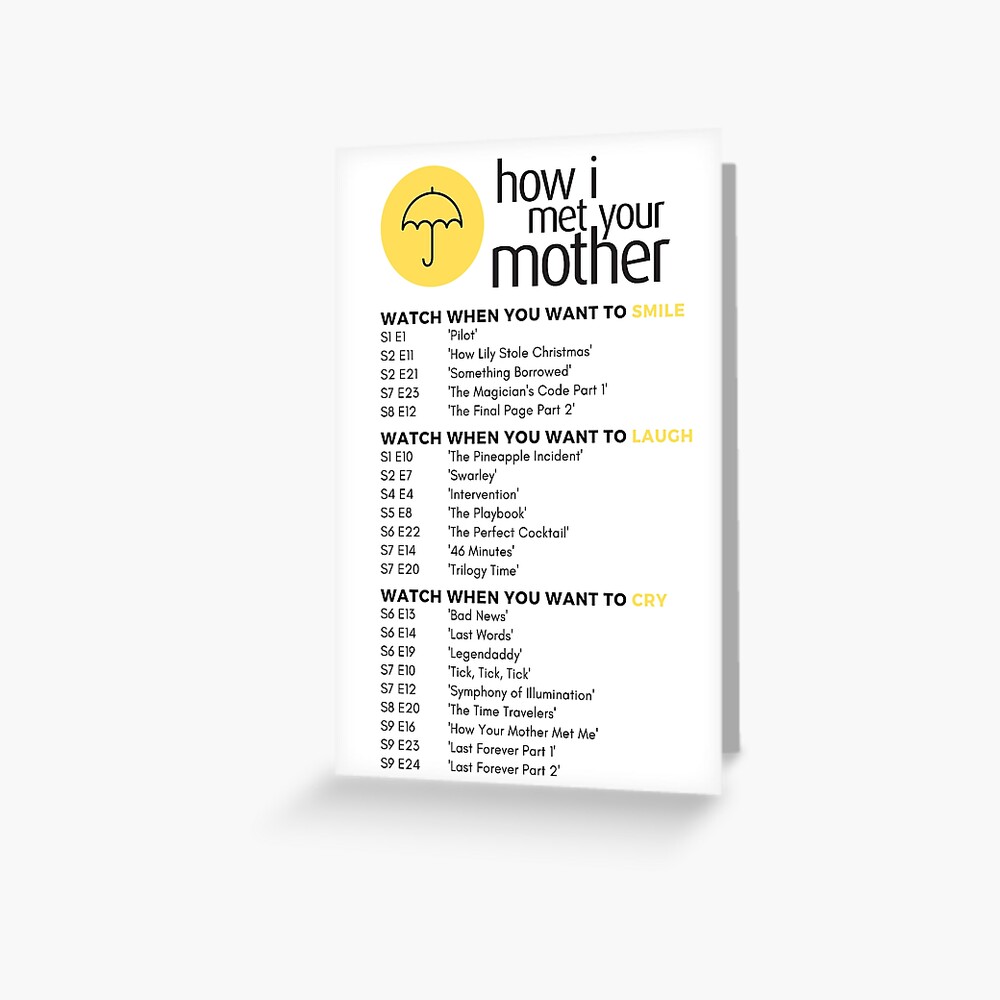 George Hanbury Fejl indtil nu How I Met Your Mother episodes" Greeting Card for Sale by trydlova |  Redbubble